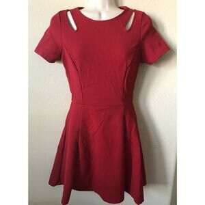 Love Ady Round Neck Short Sleeve Cut Out Shoulders Fit Flare Panel Dress Size S